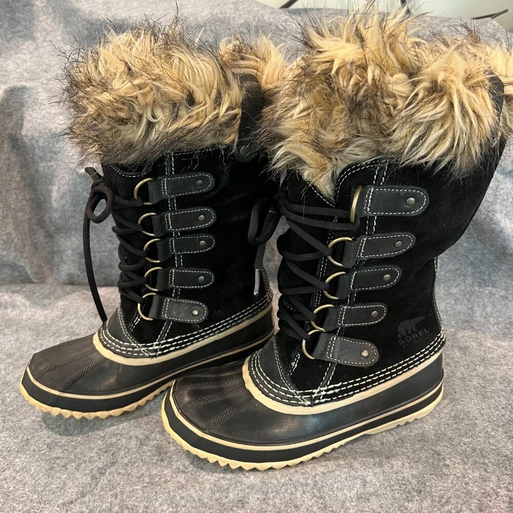 Sorrel Joan of Artic sz 6 black suede faux fur boots waterproof - Picture 8 of 8